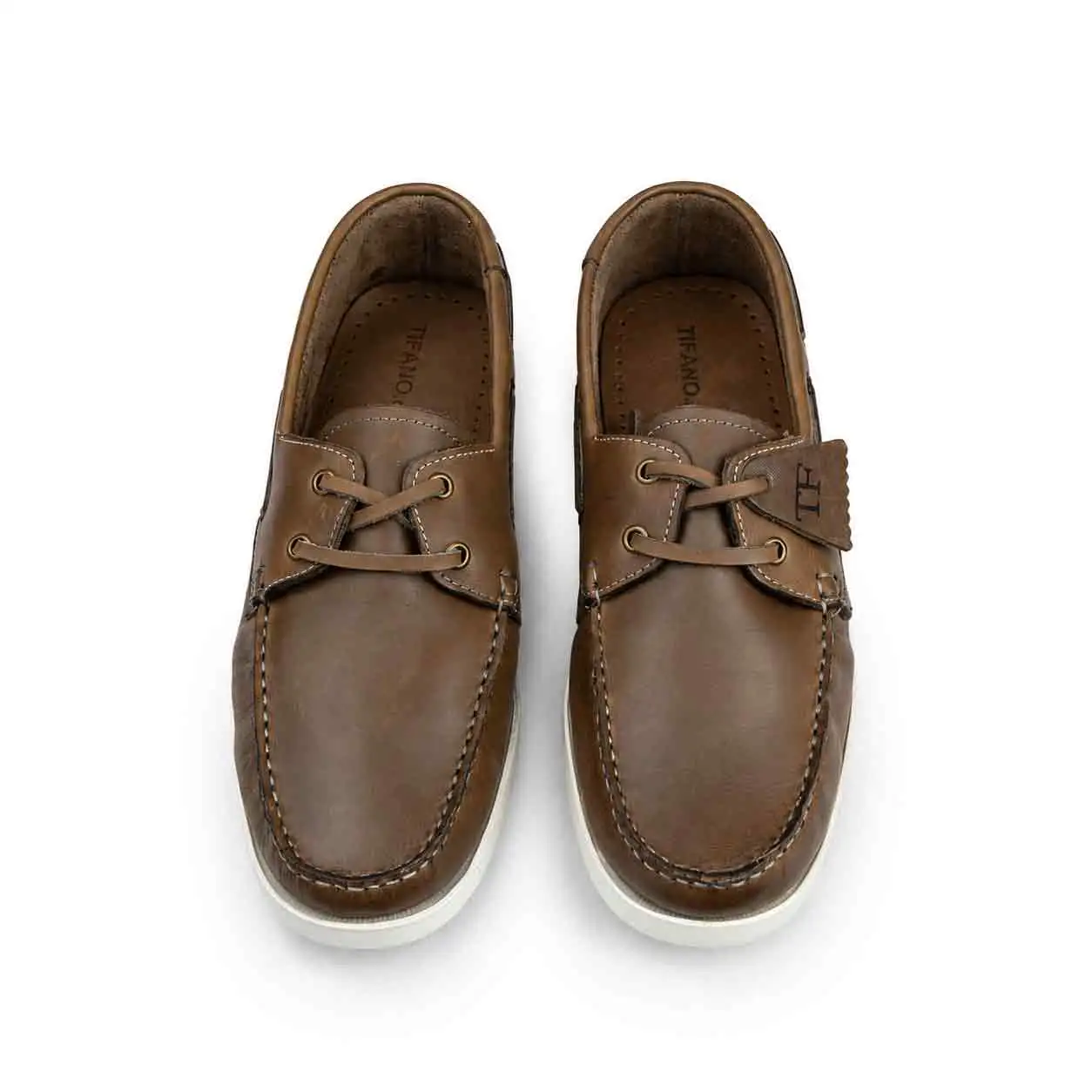 chaussure bateaux homme SEB02 marron kaki cuir miniature